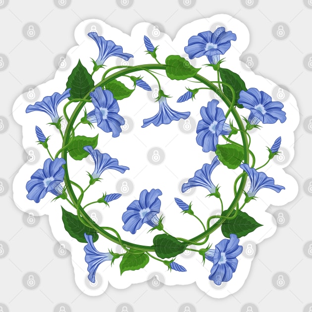 Morning Glory Flowers Wreath Sticker by Designoholic